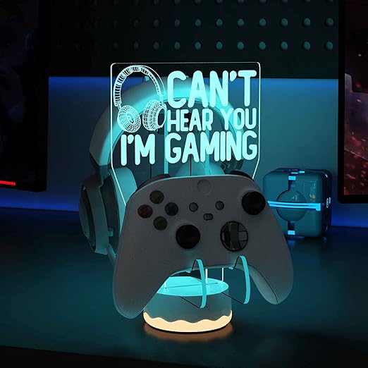 Headphone Controller Stand Light up , 16 Colors 3D LED Lights Headset Gamepad Holder, Game Controller Hanger for All Universal Gaming PC Accessories