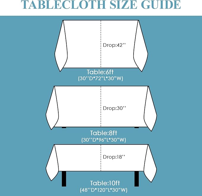 VidaFete Table Cloth 6 Pack 90*156inch Rectangle Tablecloth Polyester, Stain Resistant and Wrinkle Polyester Dining Table Cover for Kitchen Dinning Party Wedding Rectangular Tabletop Decoration(White)