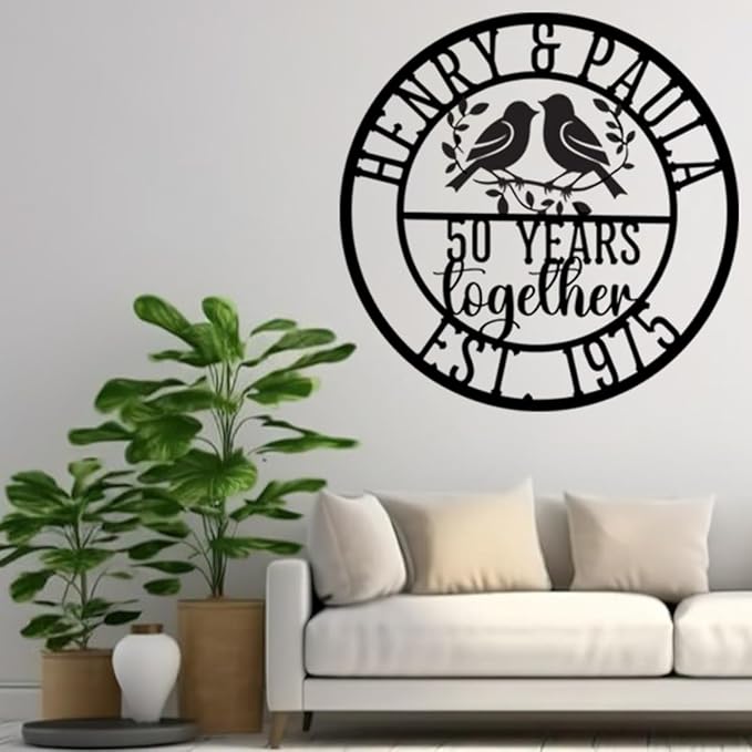 NAZENTI Personalized Metal Sign 50th Wedding Gift For Couple, Wedding Gift, Family Name Sign, Outdoor Name, Anniversary, Home Decor, Front Door