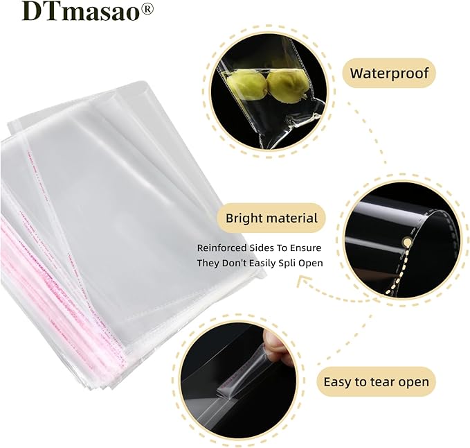 4x6 Inches 200 Pcs Clear Self Sealing Cellophane Bags Cookie Bags Resealable Cellophane Bag for Packaging Cookies,Gifts,Favors, Products,Candy for Packaging 200Pieces 4"x6"