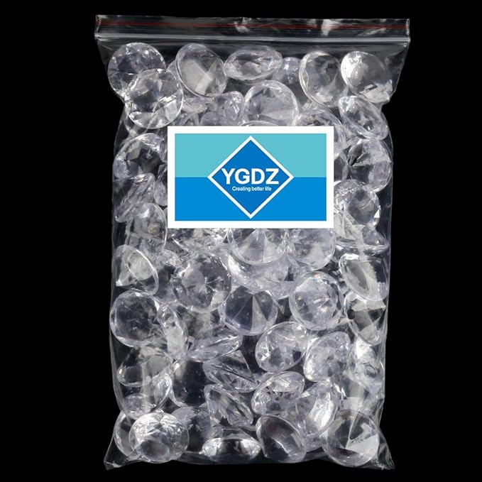 YGDZ Clear Acrylic Diamonds, 30mm Big Clear Crystals Diamond for Wedding Party Decoration Table Scatter Bridal Shower Vase Fillers, 1.5 Pounds