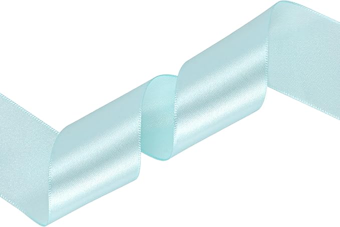 Light Blue Satin Ribbon 1-1/2 inch X Continuous 100 Yards, Single Face Polyester Ribbon Perfect for Gift Wrapping, Flower Bouquet, Wedding Decor, Crafts, Bow Making, Sewing and More