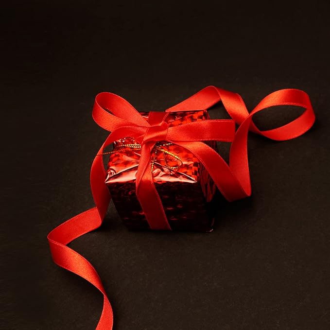 5/8" x 100 Yards Satin Ribbon - Red Silk Ribbon with Spool - Ideal for Gift Wrapping, Floral Bouquets, Crafts, Wedding Party Decorations, Christmas and Sewing Projects