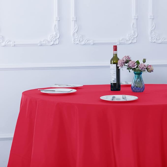 Ascoza 2pack 108 Inch Red Round Tablecloth in Washable Polyester Fabric for Wedding/Banquet/Restaurant/Parties…