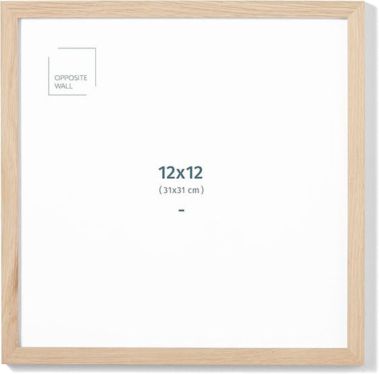 Opposite Wall - 12x12 in - Natural Solid Oak Wood Picture Frame - Lightweight, Versatile & Shatterproof - Wall Hanging Poster or Photo Frame - Wall Decor for Office, Gallery & Home