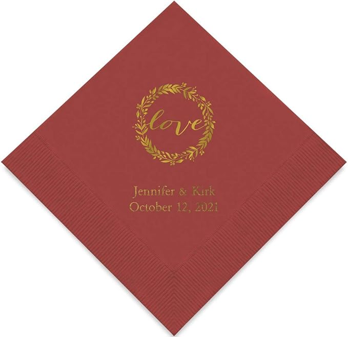 Weddingstar Personalized Printed Paper Napkins 3-Ply 50 Pack - Luncheon Wine
