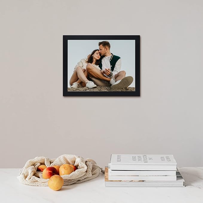 Golden State Art, 8.5x11 Photo frame with mat for 4 2x6 photo booth pictures, Includes Real Glass & Easel Back Display, make a good gifts, Black