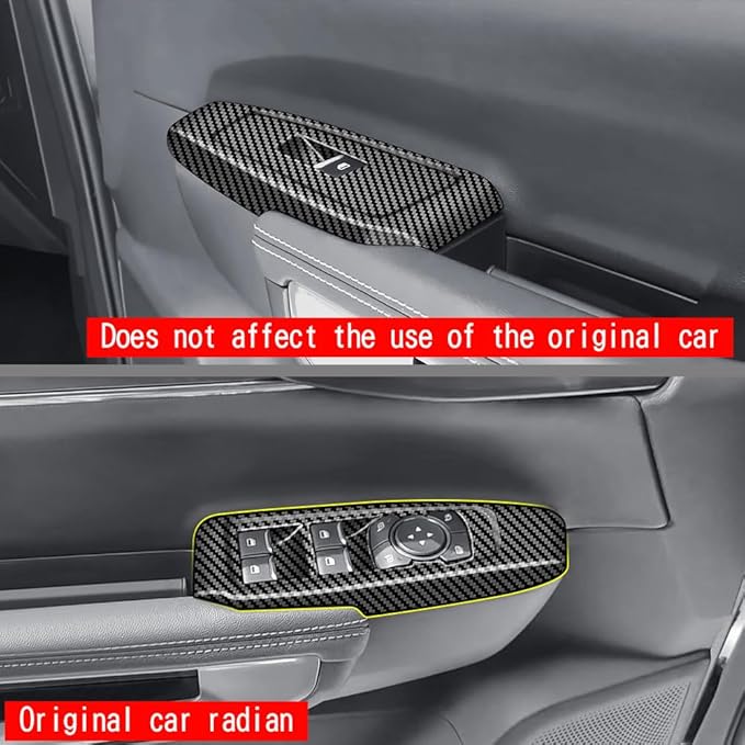 4pcs Carbon Fiber Style Front Rear Doors Window Glass Lift Switch Panel Cover Decorative Sticker Protection Car Interior Accessories for 2023 2024 2025 Ford Ranger KT14