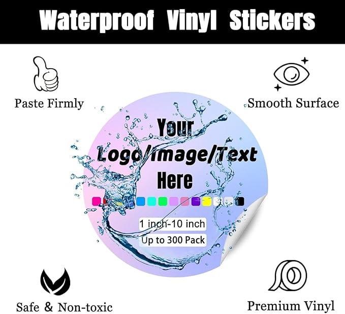 Custom Stickers for Weddings, Birthdays & Businesses - Personalized Labels with Your Logo - Waterproof, Fade and Heat Resistant - Pack of 100-1000 (Wreath P, 2 Inch)