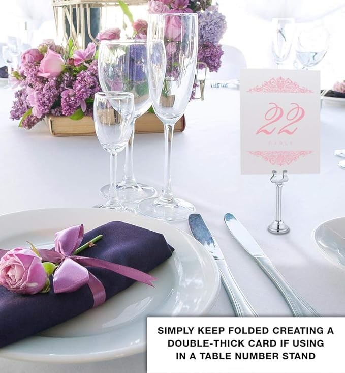 Paisley Wedding Table Numbers (Select Color/Quantity), Champagne, Pink, 1-200, Double Sided, Tent or Use in a Stand, Great for Parties & Restaurants - Made in the USA