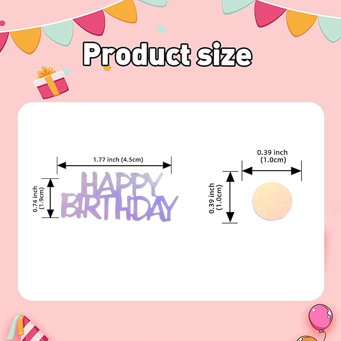 Iridescent Happy Birthday Confetti, 3000 Pcs Birthday Cake Table Metallic Foil Confetti Party Table Decor for Party, Baby Shower, DIY Arts and Crafting