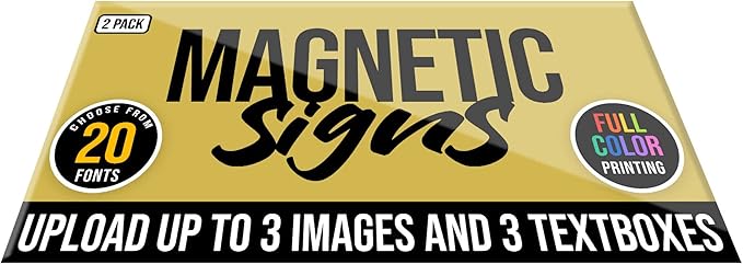 2-Pack,12"x24" Custom Magnet Signs in Full Color for Business and Advertising, 30 mil Customized Vinyl Car Magnets, Personalized Magnetic Sheets for Company Storefront & Vehicles (Sharp Corners)