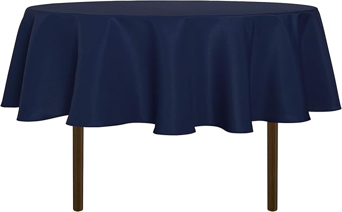 sancua Round Tablecloth - 80 Inch - Water Resistant Spill Proof Washable Polyester Table Cloth Decorative Fabric Table Cover for Dining Tables, Buffet Parties and Camping, Navy