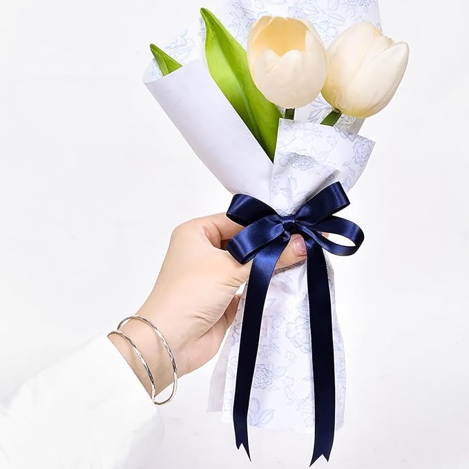 5/8 Inch Navy Blue Satin Ribbon 50 Yards Solid Fabric Ribbons for Gift Wrapping, Crafts and DIY Projects, Bows Making, Wedding, Party, Holiday Decor