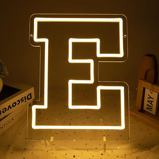 Light Up Letters E, Led Marquee Letter Lights Neon Sign, 13.9" Height Decorative Lighted Alphabet Number, Battery/USB Powered Led Letters Lights for Wedding, Birthday, Party, Christmas or Home Decor