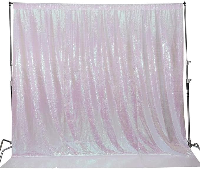 Juya Delight White Iridescent Sequin Backdrop, 6ftx6ft Glitter Photo Backdrop Curtain for Birthday Party Wedding Festival Ceremony