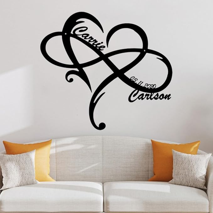 NAZENTI Personalized Metal Sign Infinity Heart Gift For Couple, Wedding Gift, Family Name Sign, Outdoor Name, Anniversary, Home Decor, Front Door