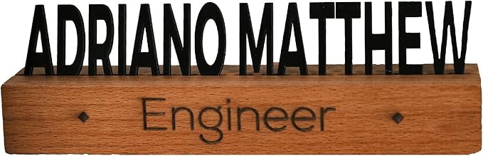 Custom Desk Name Plate with Engraved Title – Personalized Wooden Office Name Sign – Unique Handmade Beech Base Gift for Boss, Coworker, Teacher, or Professional – Modern Desktop Name Decor