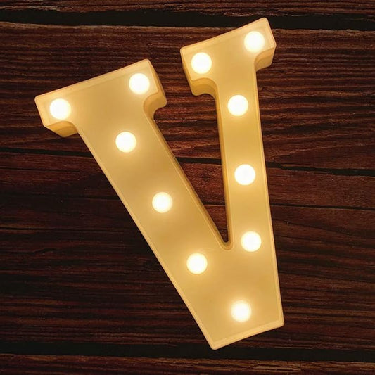 MUMUXI Marquee Light Up Letters | Large Light Up Numbers | Battery Powered and Bright with Every Letter of The Alphabet | for Wedding, Birthday, Party, Celebration, Christmas or Home Decoration (V)