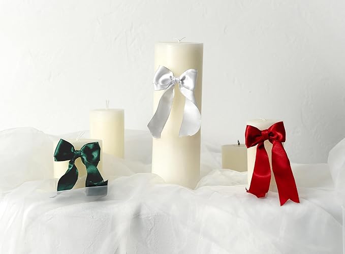 Green Satin Ribbon Double-Faced Wired Ribbons for Gift Wrapping Flower Bouquet Bows Wedding Invitation Christmas Decor Crafts 1-1/2 Inch 10 Yards