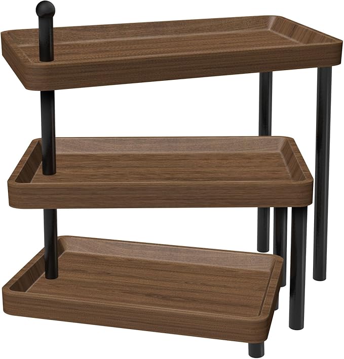 Serving Tray for Party, Wooden Cupcake Stand 3 Tiered Tray Stand Rotating Tiered Serving Tray Dessert Table Display Set Reusable Tiered Serving Platters for Cupcake, Veggie Fruit, Cookies, Dessert