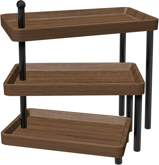 Serving Tray for Party, Wooden Cupcake Stand 3 Tiered Tray Stand Rotating Tiered Serving Tray Dessert Table Display Set Reusable Tiered Serving Platters for Cupcake, Veggie Fruit, Cookies, Dessert