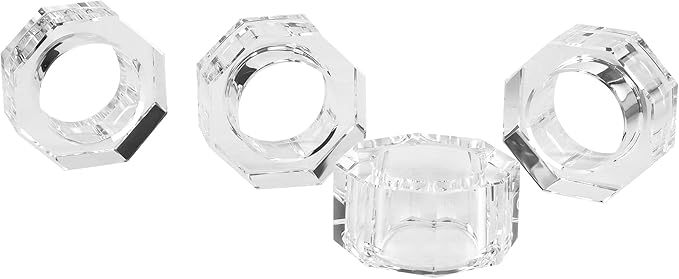 Kitcom Crystal Napkin Rings Set of 4, Mini Napkin Ring for Thanksgiving Day, Family Gathering, Wedding Reception Home Decoration, Comes with Gift Box