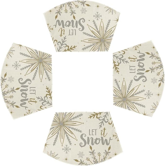 Artoid Mode Christmas Snowflakes Wedge Shape Placemats for Round Table Set of 4, Let it Snow Winter Winter Seasonal Kitchen Dining Table Decoration for Indoor Party Home
