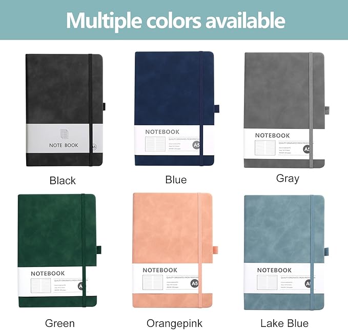Custom Notebook Personalized Journal Notebook PU Leather A5 Can Customized with Logo/Text/Image- 192 Lined Pages 8.3 x 5.9 Inch, Pen Loop, Elastic Band, Blue Hardcover