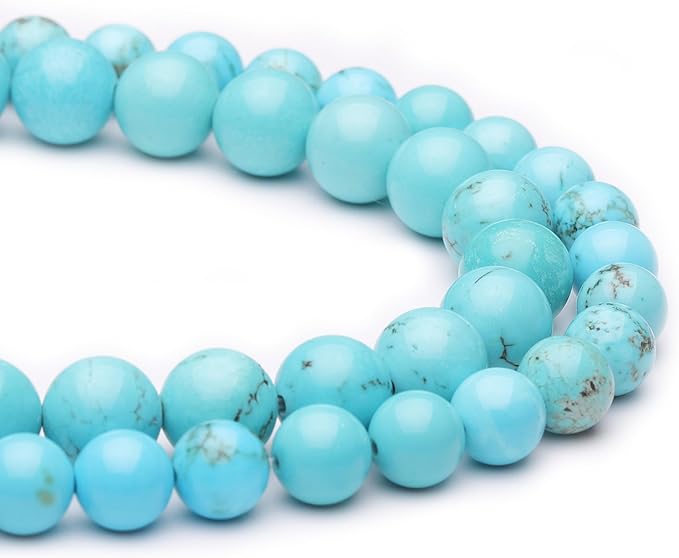 10mm Natural Stone Beads for Jewelry Making,Blue Turquoise Polished Smooth Round Gemstone Beads for Bracelet Necklace 17 Inch