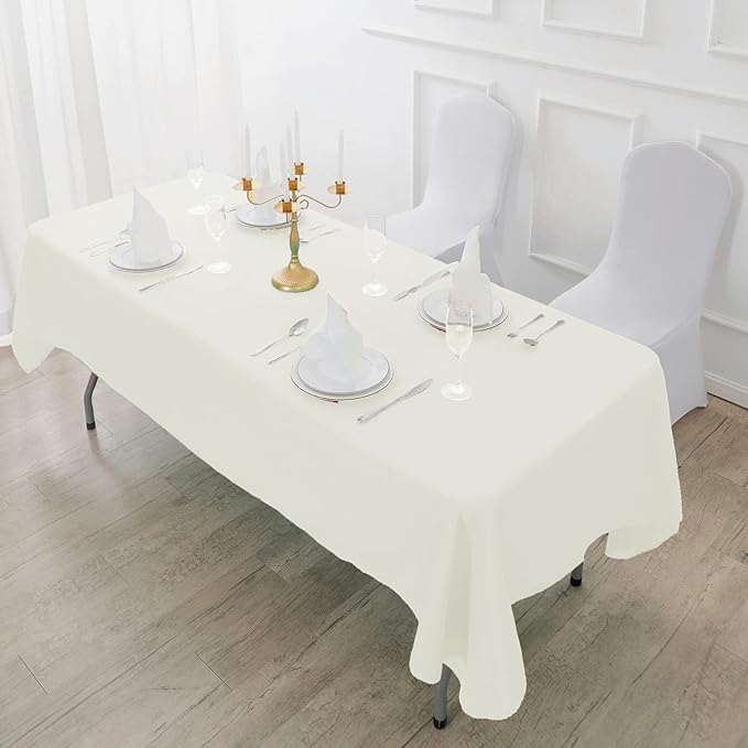 Fokitut 6 Pack Waterproof Rectangle Tablecloth, 60x120 Inch,Stain Resistant and Wrinkle Polyester Table Cloth, Fabric Table Cover for Kitchen Dining, Wedding, Party, Holiday Dinner-Ivory