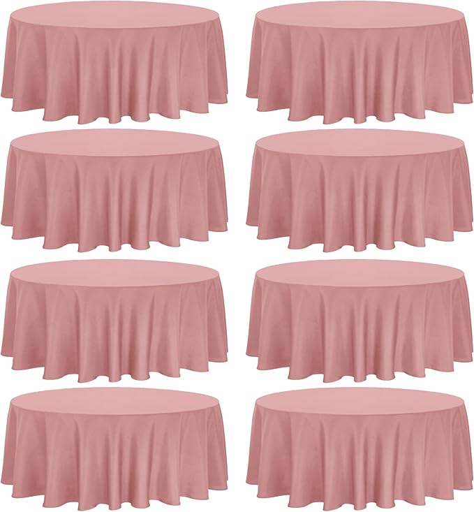 8 Pack Premium Round Tablecloth 90 Inch Round Table Covers Bulk Washable Polyester Fabric Round Table Clothes for Wedding Party Reception Banquet Buffet Restaurant (Dusty Rose, 90 Inch)