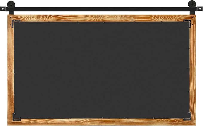 COGOOD Farmhouse Bathroom Mirror - 49 x 30 Rustic Wood Framed Wall Barn Door Mirror for Entryway, Living Room, Entryway Wall Decor (Brown)