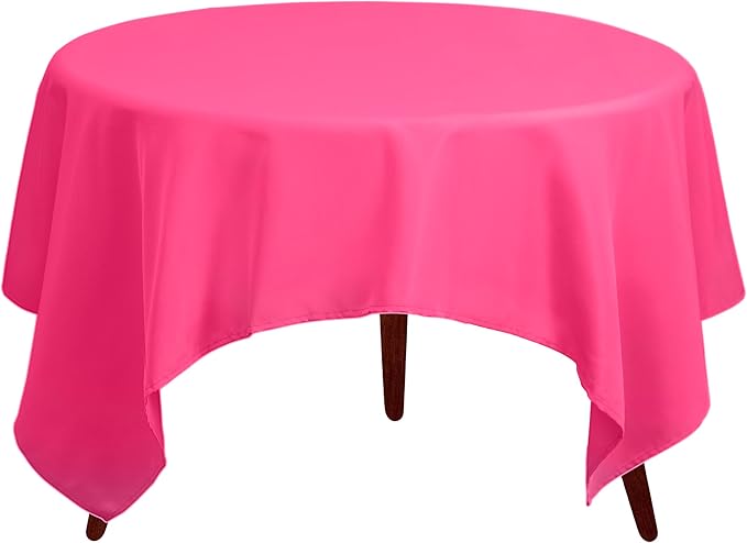 Gee Di Moda Square Tablecloth - 70 x 70 Inch Fuchsia Table Cloth for Medium Square or Round Tables - Heavy Duty Washable Fabric - for Buffet Table, Holiday Party, Dinner, Wedding & Baby Shower