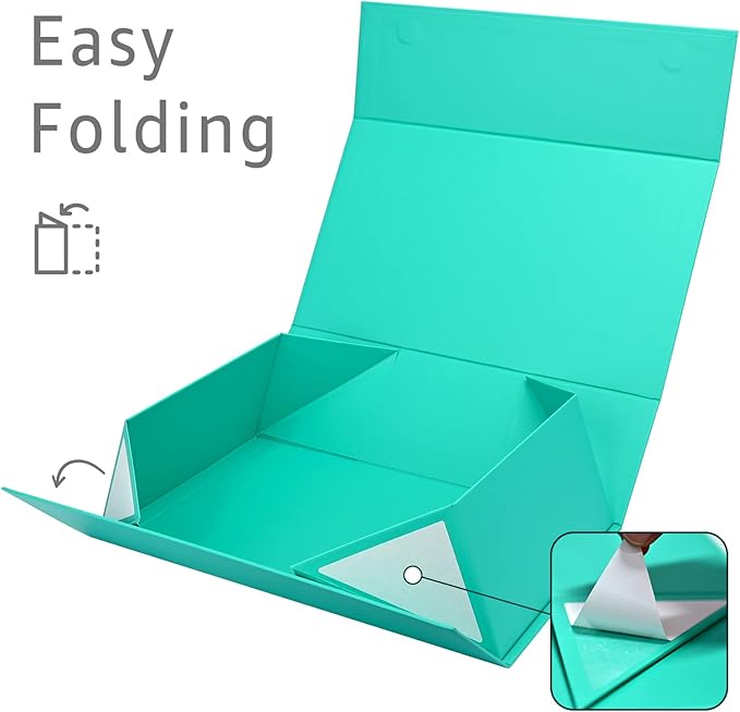 LIFELUM Green Blue Gift Box 13.85 x 8.35 x 4.45 inch, 1 Pack Big Gift Box with Magnetic Lid for Presents,Birthday, Bridesmaid Proposal Boxes Contains Ribbon, Card,Shredded Paper Filler