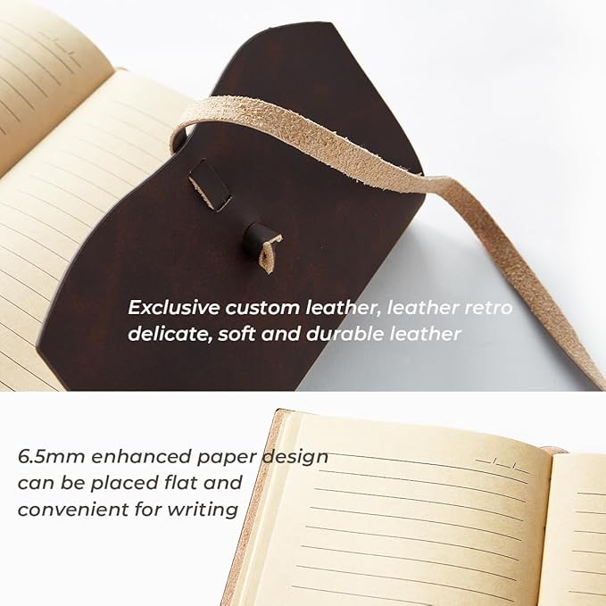 Leather Journal Notepad, Small Notebook 4.8x6.5 Inches, Mini Journal, Retro Premium Planner, Lined Diary Vintage Style, Ideal for Women and Men, Artists, Travelers, Navy Blue