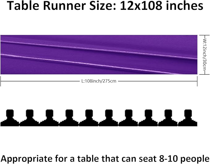 6Pack Table Runner 12 x 108 Inches Satin Silk Table Runner for Wedding, Birthday Party, Banquets, Graduations Decoration, fit Rectange and Round Table-Purple