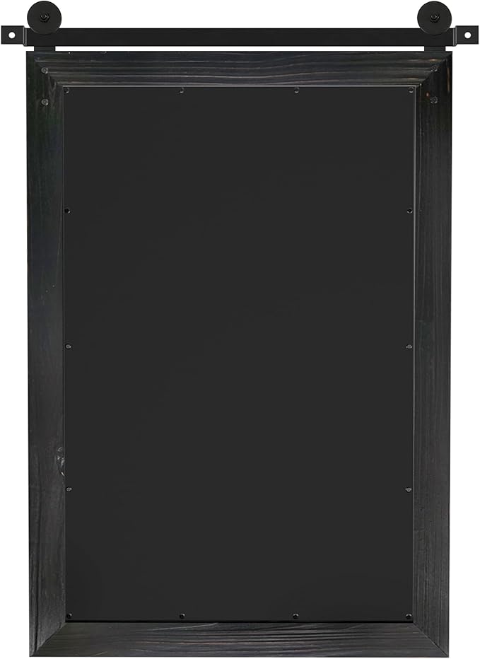 COGOOD Farmhouse Barn Door Mirror - 21 x 30 Rustic Wood Framed Wall Mirror for Bathroom, Living Room, Entryway Wall Decor (Black)