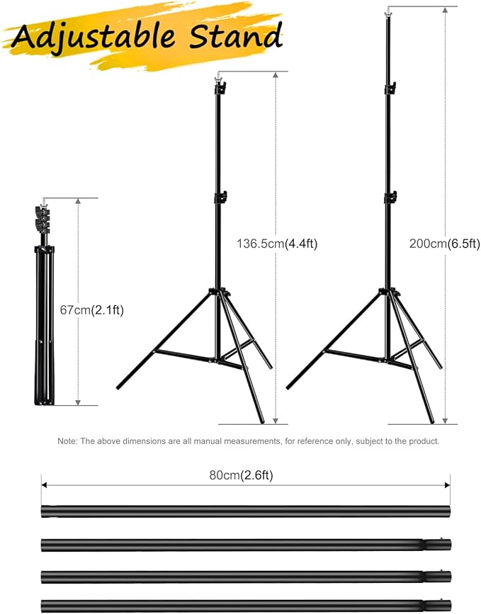 PULUZ Backdrop Support Stand Kit 10x6.6ft Adjustable Photography Studio Photo Background Support System with Carrying Bag for Green Screen Muslin