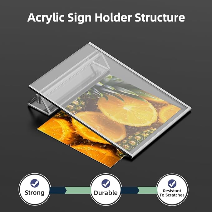 Clear Acrylic Sign Holder 8.5X11 with Silver Borders Display Stand, Double Sided Acrylic Picture Frames Plastic Sign Holder for Wedding Table Numbers Menu Holder (6 Pack)