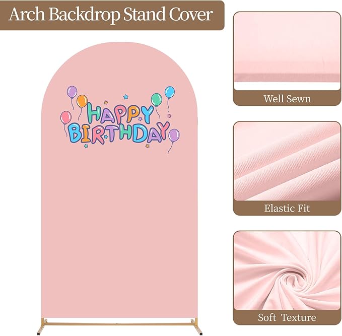 Metal Arch Backdrop Stand and Cover Set, 7.2FT, 6FT Party Backdrop, Easy to Assemble, Backdrop Stand for Parties, Birthday, Baby Shower