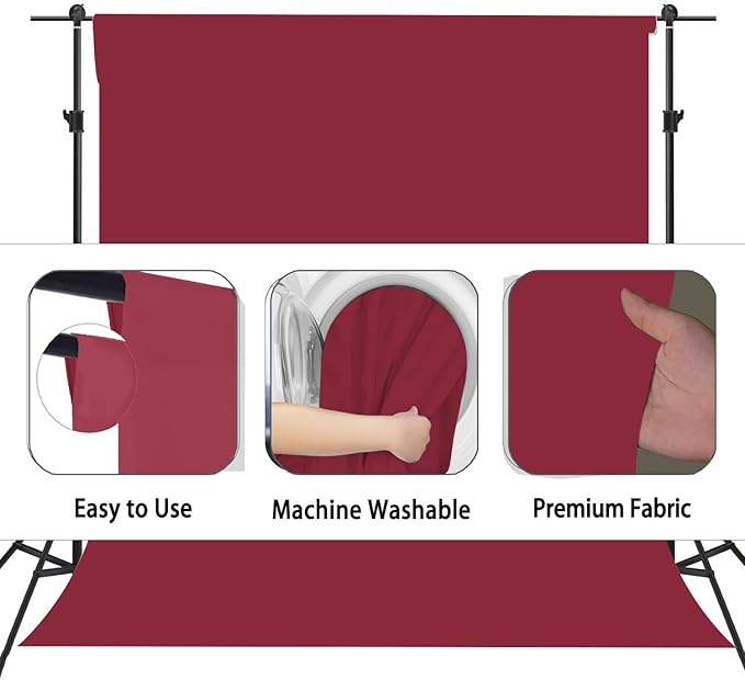 Wine Red Photography Backdrop for Photoshoot, Photo Backdrop Curtain, Perfect Wine Red Backdrops for Party Portrait Photoshoots Video Studio 10FTx20FT