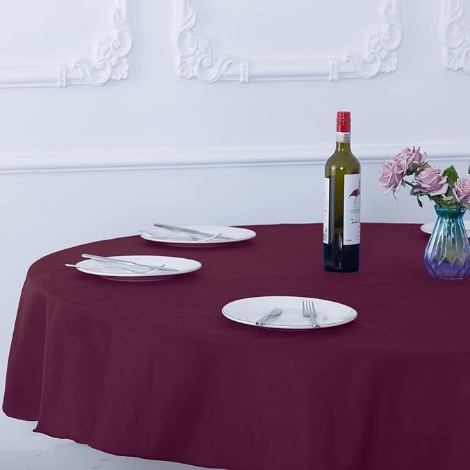 Ascoza 2pack 90 Inch Burgundy Round Tablecloth in Washable Polyester Fabric for Wedding/Banquet/Restaurant/Parties