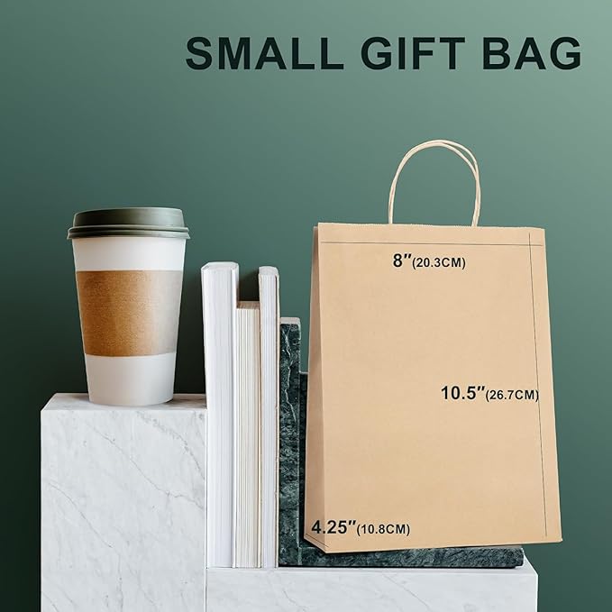 METRONIC Kraft Paper Gift Bags with Handles 8x4.75x10.5 Inch 12000 Pack | Christmas, Birthday Party Favors, Retail Shopping, Small Business Bulk | Brown Gift Wrap Bag