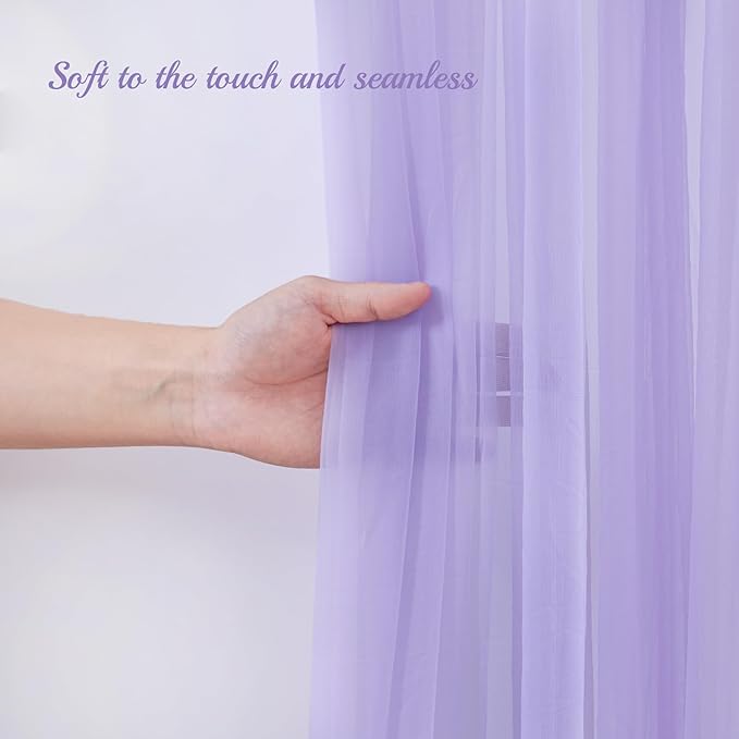 10x10 Purple Tulle Backdrop Curtains for Parties, Sheer Backdrop Curtain Wedding Photo Background Drapes for Baby Shower Photography Birthday Party