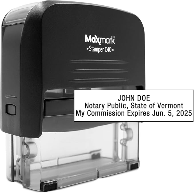 MaxMark Notary Stamp for State of Vermont- Self Inking Stamp