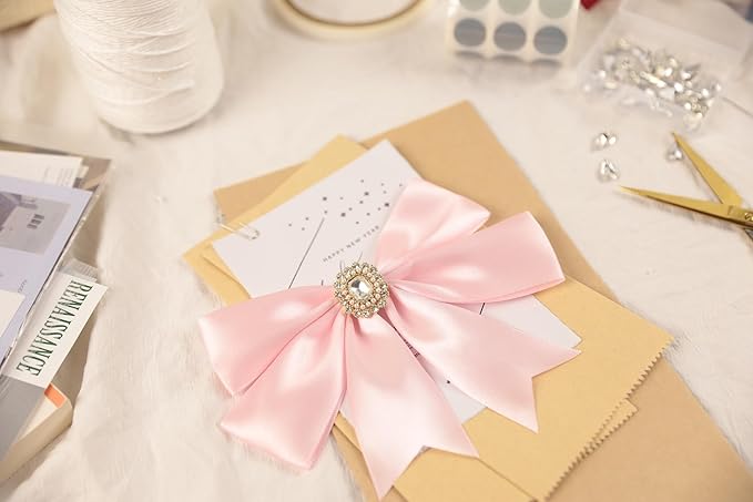 Baby Pink Satin Ribbon 1-1/2 inch X Continuous 100 Yards, Single Face Polyester Ribbon Perfect for Gift Wrapping, Flower Bouquet, Wedding Decor, Crafts, Bow Making, Sewing and More