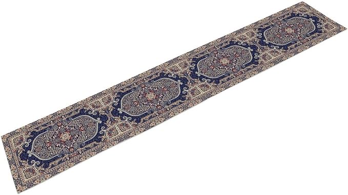 Vintage Boho Floral Table Runner, French Rustic Country Farmhouse Purple Golden Bohemia Flower Pattern for Home Kitchen Table Decor Dining Coffee Room Party Decor 13x120in