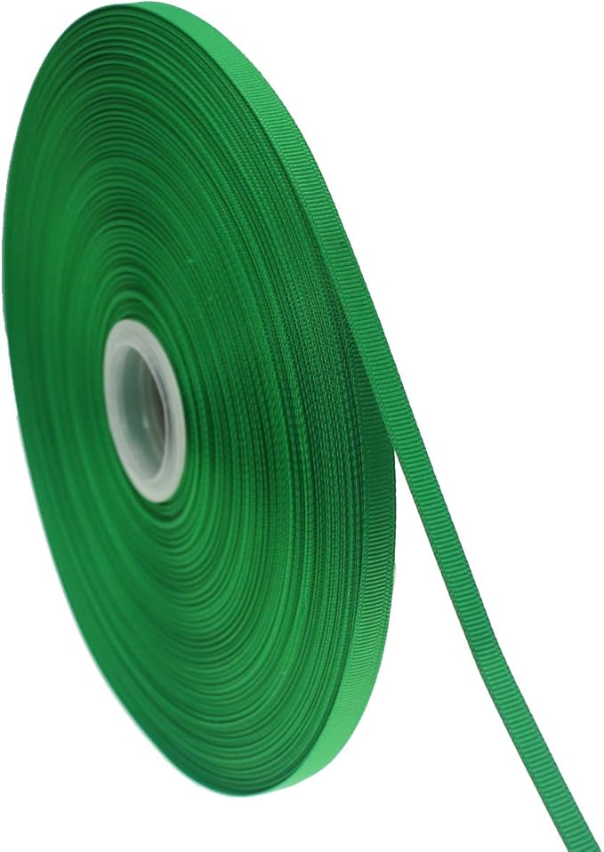 Jesep One Roll 100 Yards 1/4" Soild Grosgrain Ribbon Boutique Gift Wrapping Package Ribbon, DIY Crafts Bow Hair Headband Accessories Assorted Ribbon#553 (1/4" 6mm, Green)