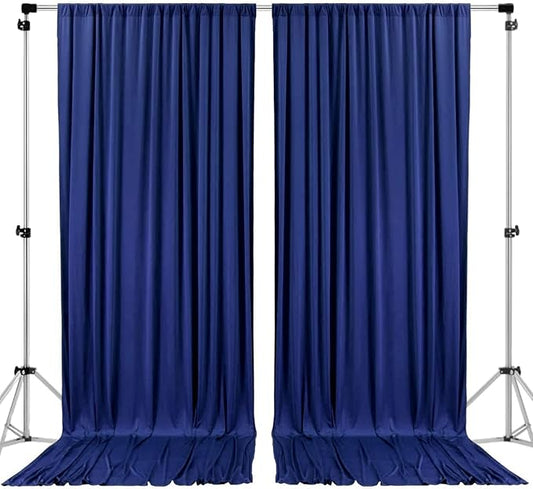 AK TRADING CO. 10 feet x 10 feet Polyester Backdrop Drapes Curtains Panels with Rod Pockets - Wedding Ceremony Party Home Window Decorations - Navy Blue